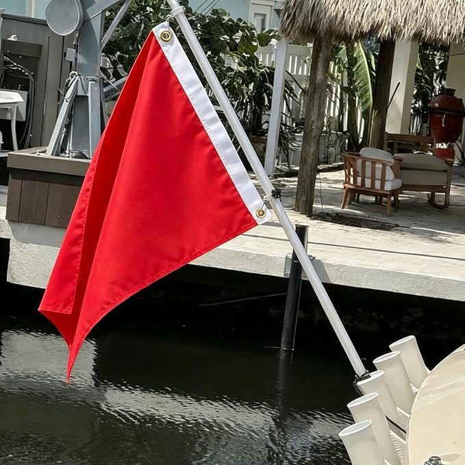 FLAGWIN Red Boat Flag 12x18 Inch, Vivid Color Small Plain Red Flags with Canvas Header & Brass Grommets, Double Stitched Fade Proof Nylon, Custom Flags for Marine, Safety USA TOP FLAGS, INC