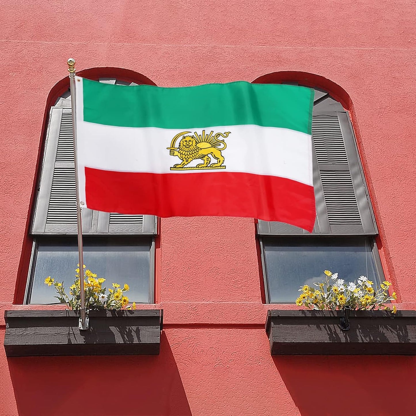 Old Iran Flag Historic Persian Flags 4x6 Embroidered Iranian Lion Sun Flag Sewn Stripes Heavy Duty Outdoor