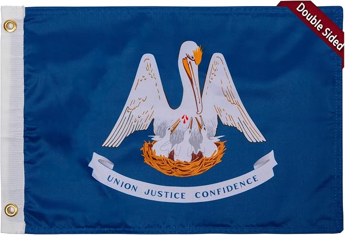 TOPFLAGS Louisiana Flag 12x18 Inch Double Sided 3 Ply, Heavy Duty Nylon Small Louisiana State Flag with Brass Grommets, Fade Proof Outdoor Marine Boat Flags (LA) USA TOP FLAGS, INC