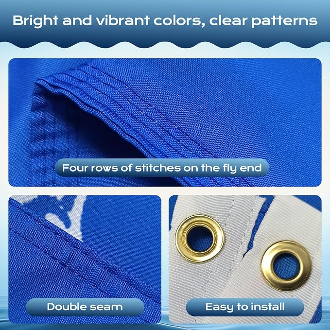 TOPFLAGS Marlins Boat Flag 12x18 Inch Double Sided Vivid Color Fishing Flag - Heavy Duty Fisherman's Catch Flags for Boating | 4 Row Stitched and 2 Brass Grommets USA TOP FLAGS, INC