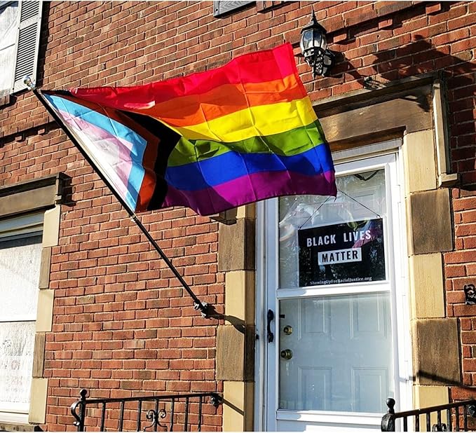 TOPFLAGS Pride Flag Outdoor Progress Pride Flags 10x15 Large Gay Bisexual LGBTQ+ Rainbow Banner Fade-resistant USA TOP FLAGS, INC