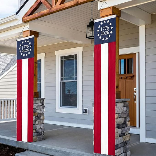 TOPFLAGS 250th Anniversary Door Decorations 20x96 Inch 2 Packs Large 1776 2026 4th of July Decorations Outdoor Hanging Betsy Ross 13 StarBunting American Banner Red White and Blue Decorations for Memorial Day Veterans Day USA TOP FLAGS, INC