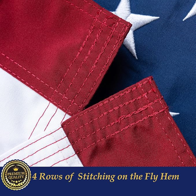 TOPFLAGS American Flag Cotton US Flags 3x5 for 250th Anniversary - New Cotton Fabric Embroidered Stars Heavy Duty USA flag for Indoor Outdoor Sewn Stripes with Brass Grommets USA TOP FLAGS, INC
