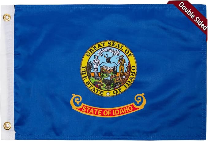 TOPFLAGS Idaho Flag 12x18 Inch Double Sided 3 Ply, Heavy Duty Nylon Small Idaho State Flag with Brass Grommets, Fade Proof Outdoor Marine Boat Flags (ID) USA TOP FLAGS, INC