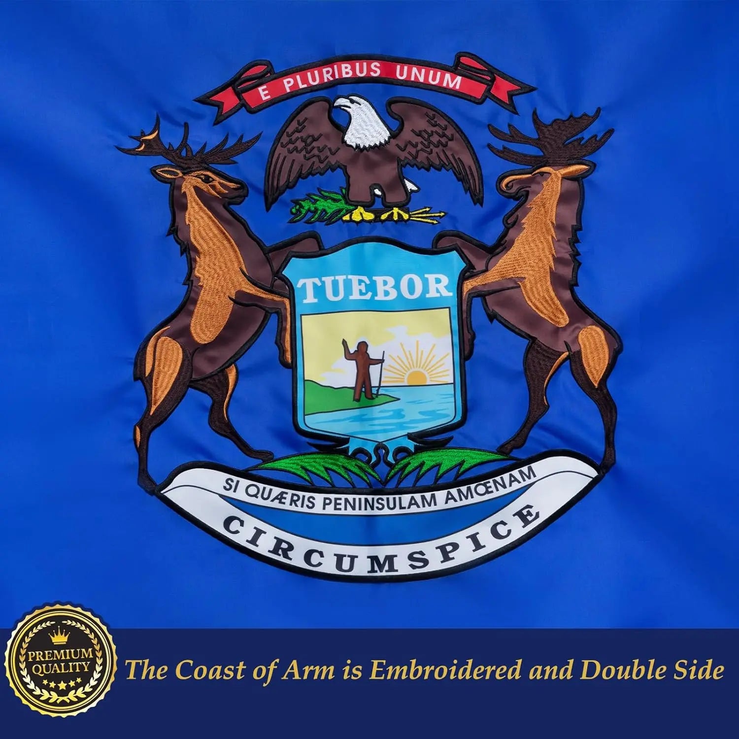 TOPFLAGS Michigan Flag 3x5 Outdoor MI State Flags Embroidered Flag Heavy Duty Sewn Stripes with 2 Brass Grommets USA TOP FLAGS, INC