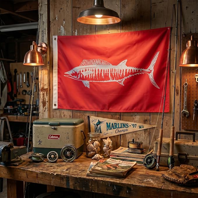 TOPFLAGS Red Wahoo Fish Flag 12x18 Inch Double Sided Heavy Duty Boat Fishing Flag - Vivid Color Fisherman's Catch Flags for Boating | 4 Row Stitched and 2 Brass Grommets USA TOP FLAGS, INC