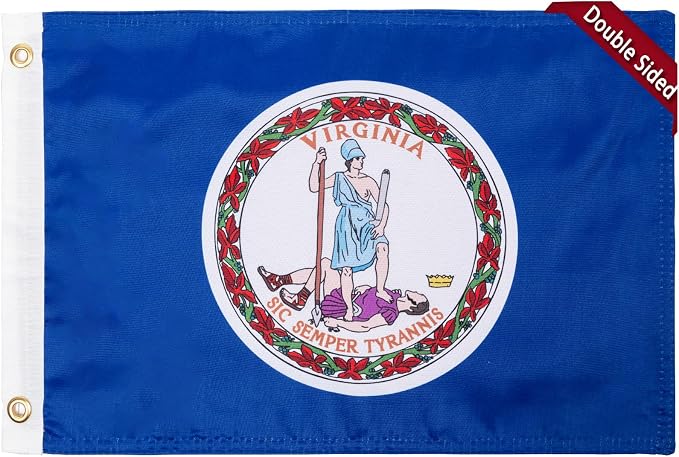 TOPFLAGS Virginia Flag 12x18 Inch, Double Sided 3-Ply Heavy Duty Polyester - Small Virginia State Boat Flag, Fade Proof Outdoor Marine Flags with 2 Brass Grommets (VA) USA TOP FLAGS, INC