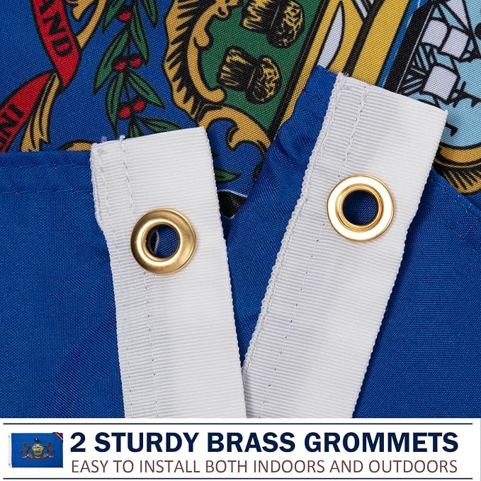 TOPFLAGS Pennsylvania State Flag 12x18 Inch, Double Sided 3-Ply Heavy Duty Polyester - Small Pennsylvania State Boat Flag, Fade Proof Outdoor Marine Flags with 2 Brass Grommets (PA) USA TOP FLAGS, INC