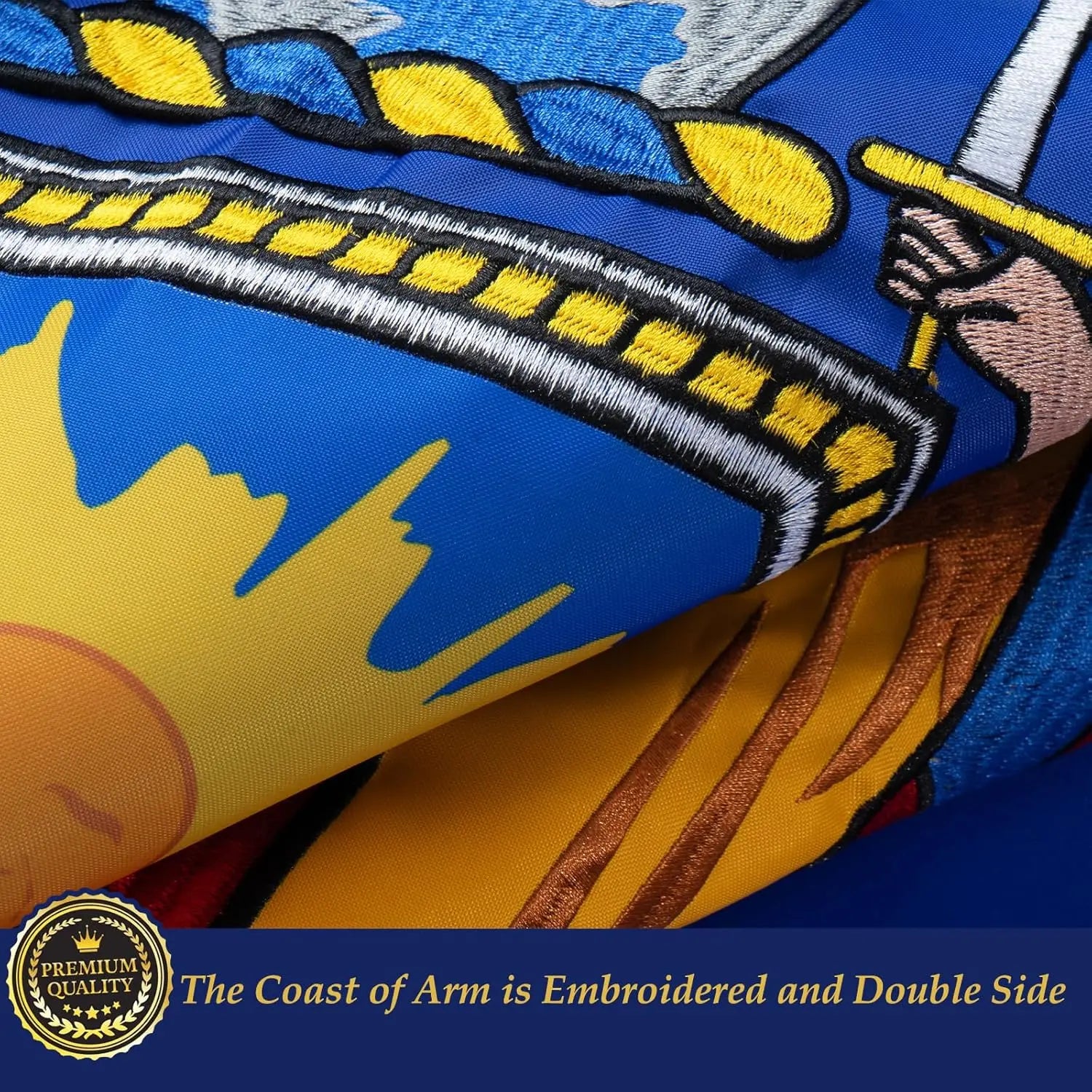 TOPFLAGS New York State Flag 4x6 Outdoor NY Flags Embroidered Flag Heavy Duty Sewn Stripes with 2 Brass Grommets USA TOP FLAGS, INC