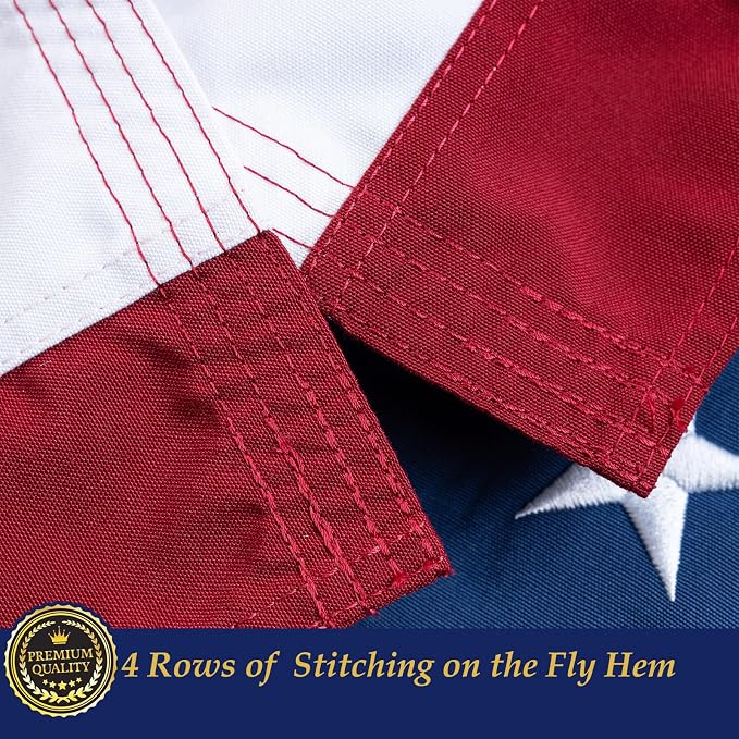 TOPFLAGS Folded American Flag Cotton US Flags 5x9.5 - Cotton Fabric Embroidered Stars Heavy Duty Memorial USA Flag for Indoor Outdoor Sewn Stripes with Brass Grommets Triangle Packaged USA TOP FLAGS, INC
