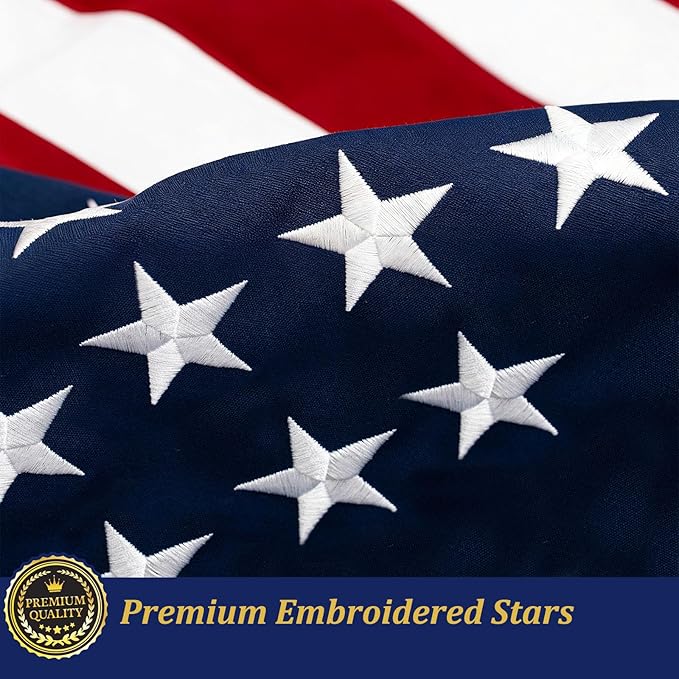TOPFLAGS American Flag for Outside 3x5 Embroidered Stars US Flags Heavy Duty Outdoor USA Banner Sewn Stripes with Brass Grommets Vibrant Color USA TOP FLAGS, INC