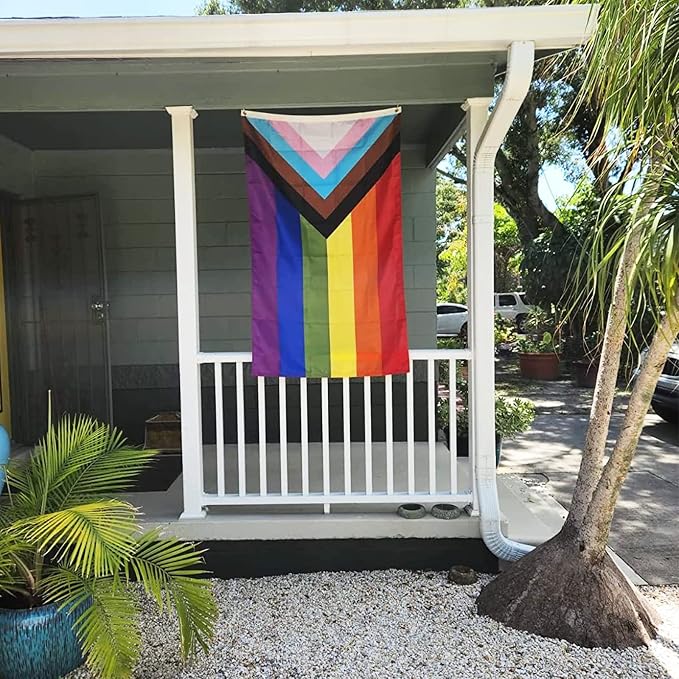 TOPFLAGS Pride Flag Outdoor Progress Pride Flags 10x15 Large Gay Bisexual LGBTQ+ Rainbow Banner Fade-resistant USA TOP FLAGS, INC