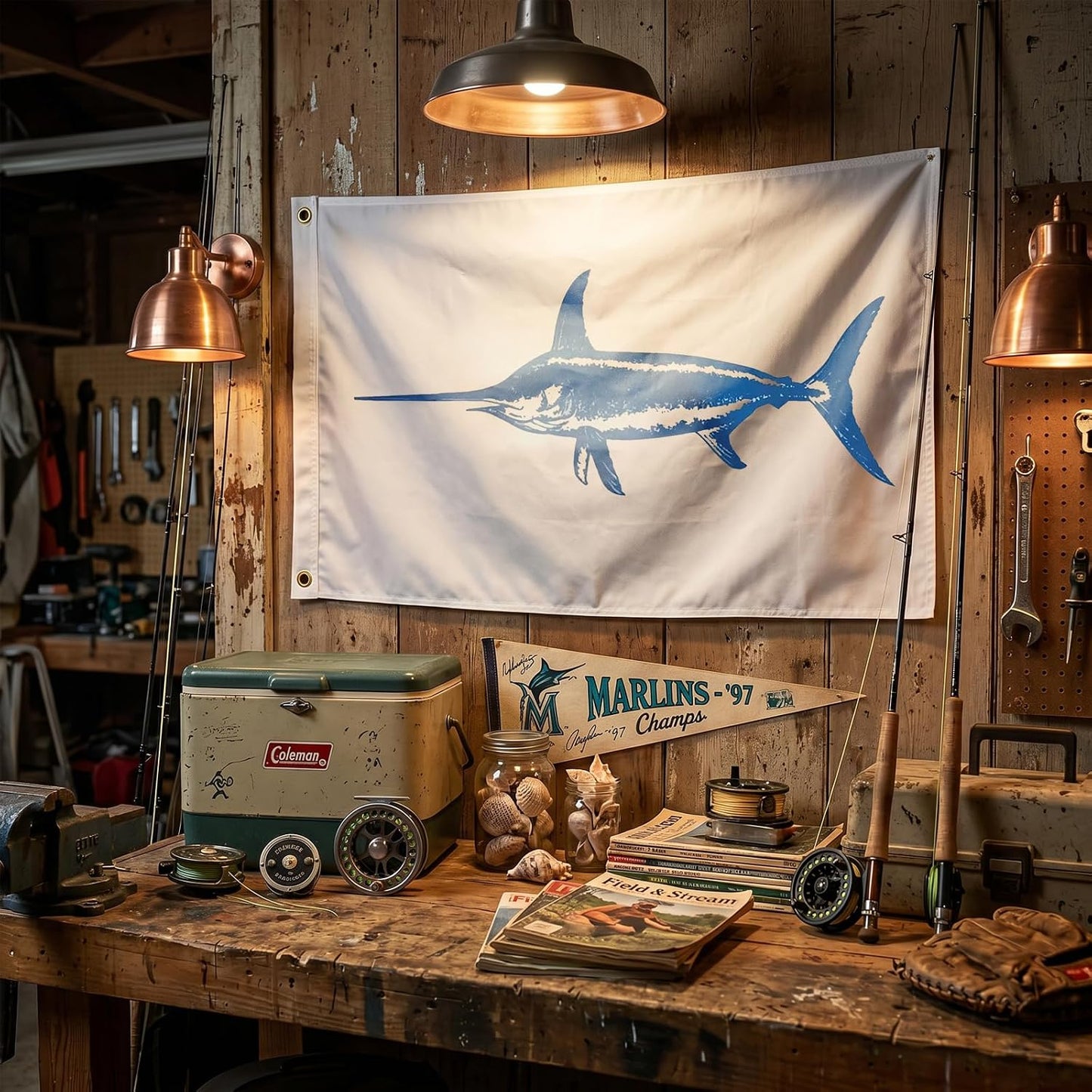TOPFLAGS Swordfish Fishing Boat Flag 12x18 Inch Double Sided Heavy Duty Fisherman's Catch Flags for Boating | 4 Row Stitched and 2 Brass Grommets USA TOP FLAGS, INC