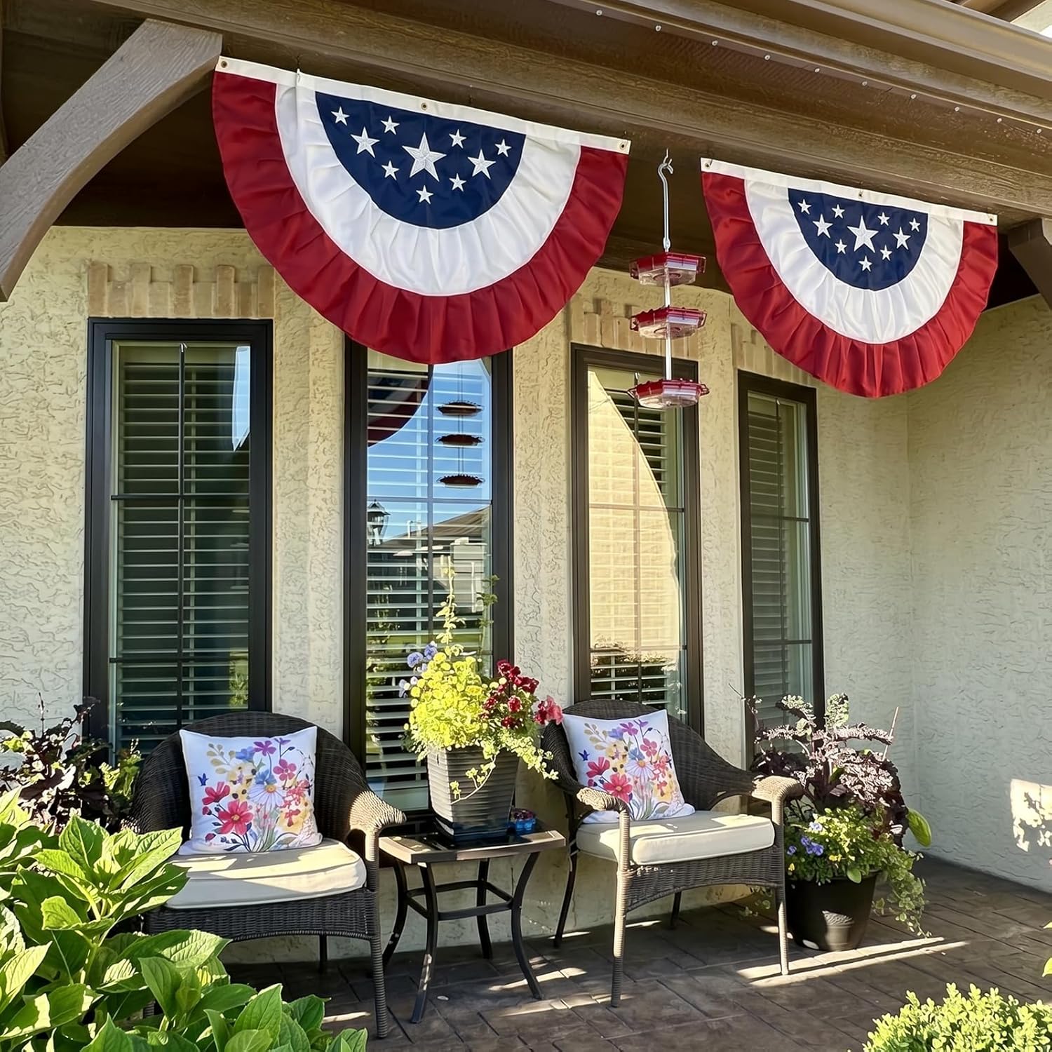 American Bunting USA Flag 3x6 ft Outdoor, Embroidered Pleated Fan US Flag Bunting with 3 Brass Grommets, Patriotic America Flag Buntings for Outside for 4th of July 250th Anniversary Decorations USA TOP FLAGS, INC