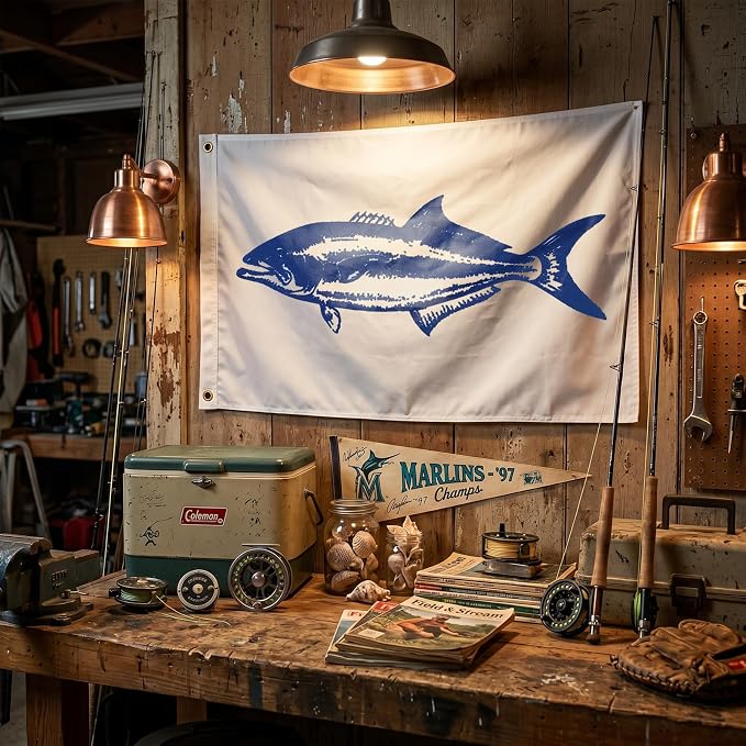 TOPFLAGS Bluefish Boat Flag 12x18 Inch Double Sided Heavy Duty Fishing Flag - Vivid Color Fisherman's Catch Flags for Boating | 4 Row Stitched and 2 Brass Grommets USA TOP FLAGS, INC