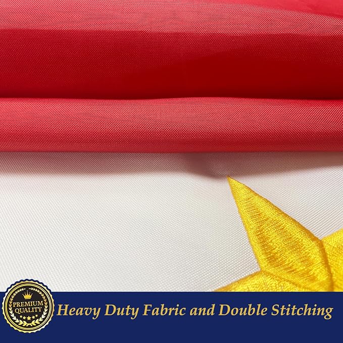TOPFLAGS Philippines Flag 3x5 Foot Filipino Philippine National Flags Embroidered Stars Heavy Duty Outdoor Sewn Stripes with 2 Brass Grommets USA TOP FLAGS, INC