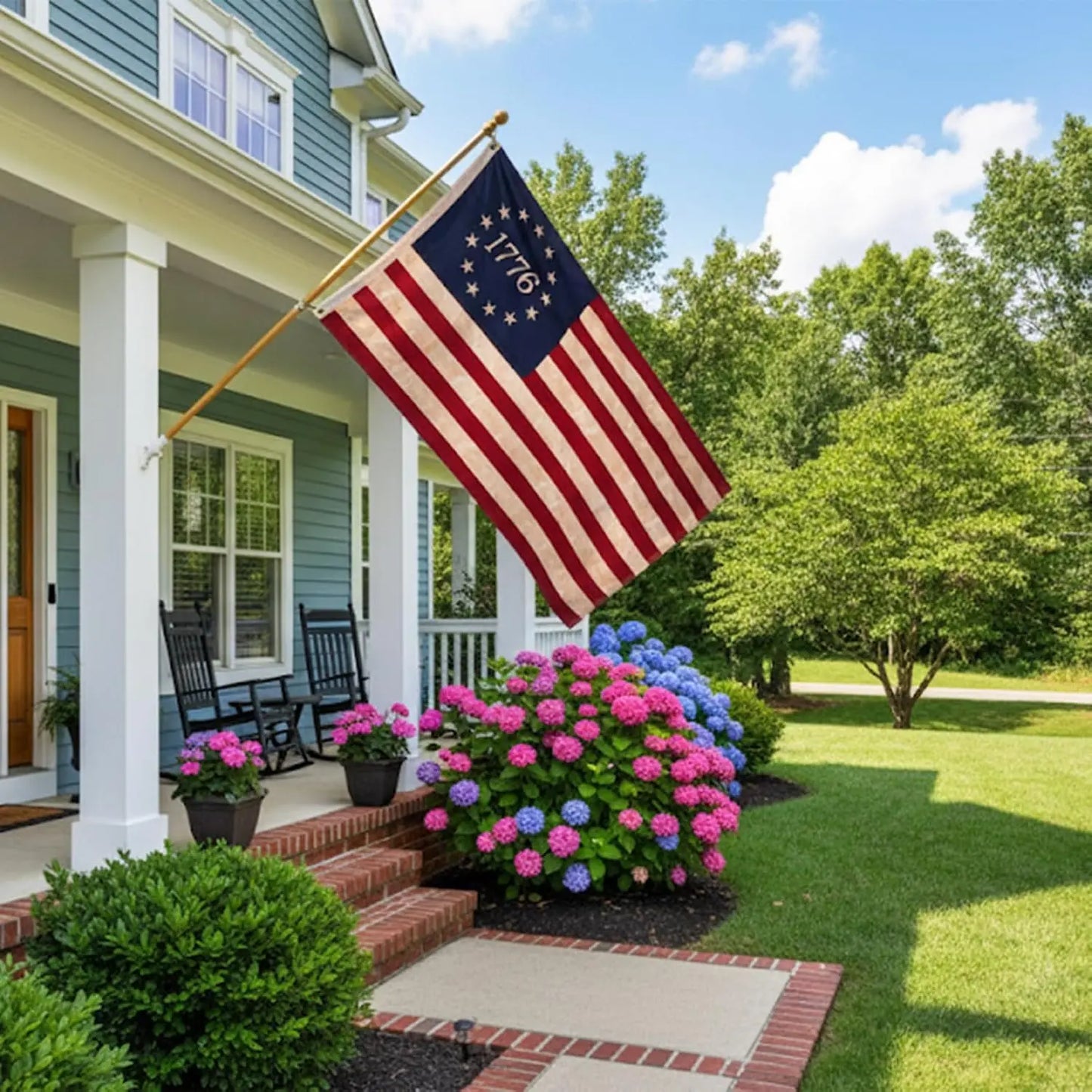 Cotton 1776 Betsy Ross Flag Tea Stained American Flags 3x5 Ft Vintage 13 Stars Colonies Embroidered 1776 Banner Heavy Duty Outdoor for Outside USA TOP FLAGS,INC