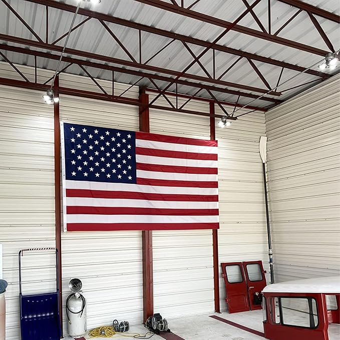 TOPFLAGS American Flag 10x15 Ft Large US Flags Heavy Duty Embroidered Stars Sewn Stripes USA Giant Flags Outdoor 5 Brass Grommets for Outside Wall USA TOP FLAGS, INC