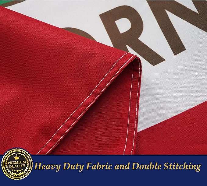 TOPFLAGS New California Republic Flag 3x5 Ft Double Side 3Ply Ncr Cali State Flags Two-Headed Bear CA Flag Heavy Duty Outdoor 4 Rows Stitched Edge with 2 Brass USA TOP FLAGS, INC