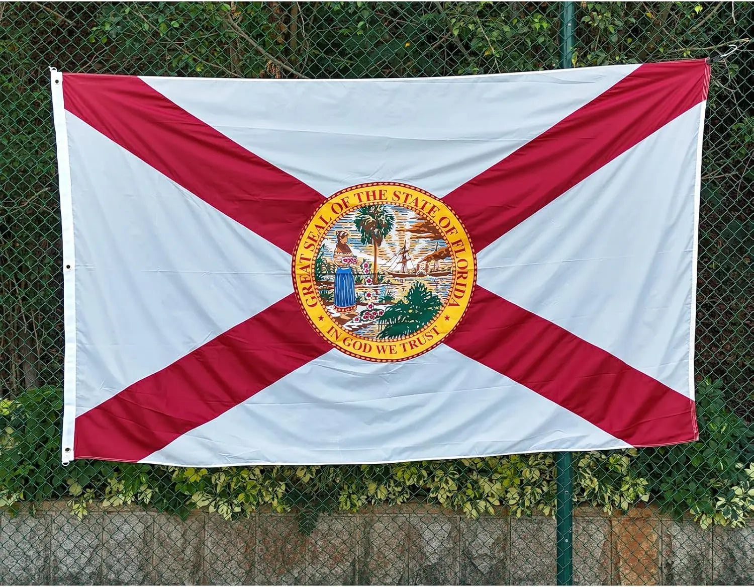 TOPFLAGS Florida Flag 5x8 Outdoor FL State Flags Embroidered The Sunshine State Flag Heavy Duty Sewn Stripes with 3 Brass Grommets USA TOP FLAGS, INC