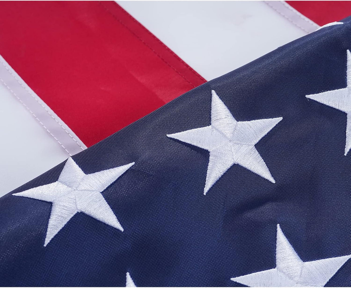 American Flag with Gold Fringed 3x5 Ft, Made in USA, Indoors USA Flag, Embroidered Stars, with 4 Rows of Lower Stitches