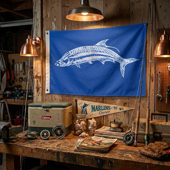 TOPFLAGS Tarpon Boat Flag 12x18 Inch, Double Sided Fishing Flag Outdoor Heavy Duty Fisherman's Catch Flags for Boating | 4 Row Stitched and 2 Brass Grommets USA TOP FLAGS, INC