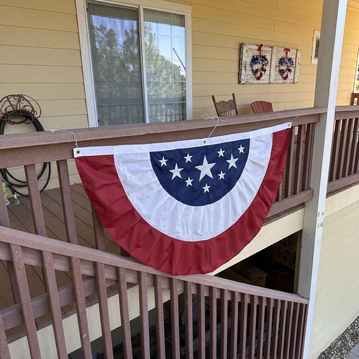 American Bunting USA Flag 3x6 ft Outdoor, Embroidered Pleated Fan US Flag Bunting with 3 Brass Grommets, Patriotic America Flag Buntings for Outside for 4th of July 250th Anniversary Decorations USA TOP FLAGS, INC
