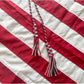 American Tricolor Braided Tassel Flag Cord 108 Inch, Tricolor Braided Cord Tassel for Indoor Flagpole Displa