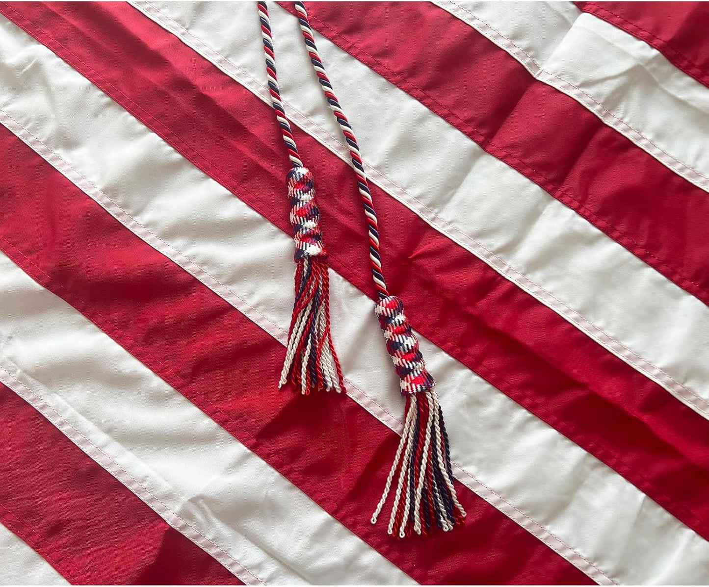 American Tricolor Braided Tassel Flag Cord 108 Inch, Tricolor Braided Cord Tassel for Indoor Flagpole Displa
