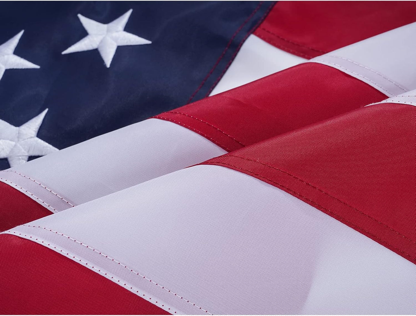 American Flag with Gold Fringed 4x6 Ft, Made in USA, Indoors USA Flag, Embroidered Stars, with 4 Rows of Lower Stitches