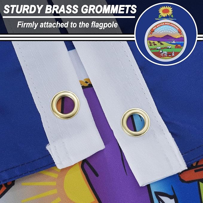 TOPFLAGSS Kansas Flag 4x6 FT - 3 Ply Double Sided Polyester Kansas State Flags with Brass Grommets - Vivid Color and Fade Proof State of KS Flag 4x6 Outdoor USA TOP FLAGS, INC
