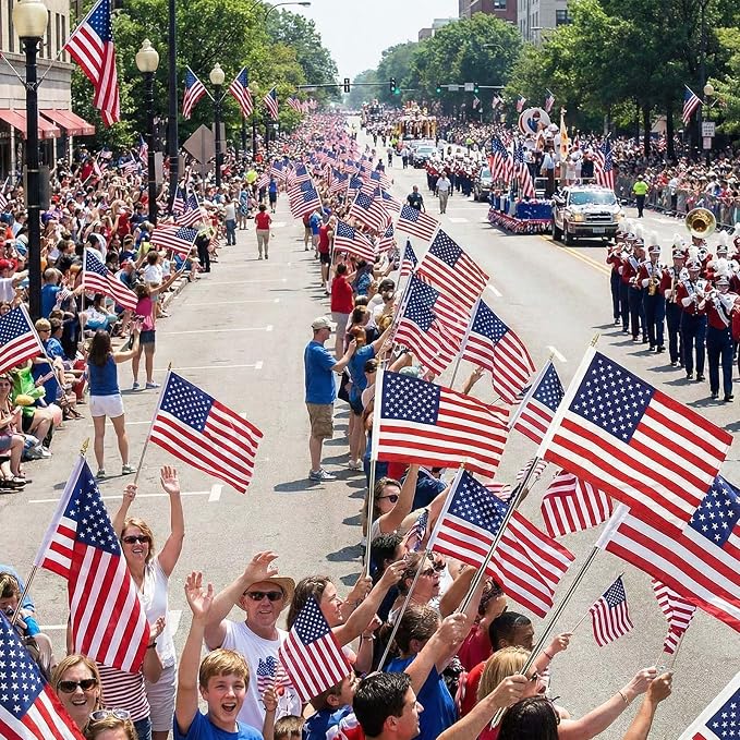 TOPFLAGS 12x18 Small American Flag on Stick 3 Pack Mini US Flags 12x18 Inch Metal Handheld Pole for Outside 4th of July Memorial Day USA 250th Anniversary Patriotic Decorations USA TOP FLAGS, INC