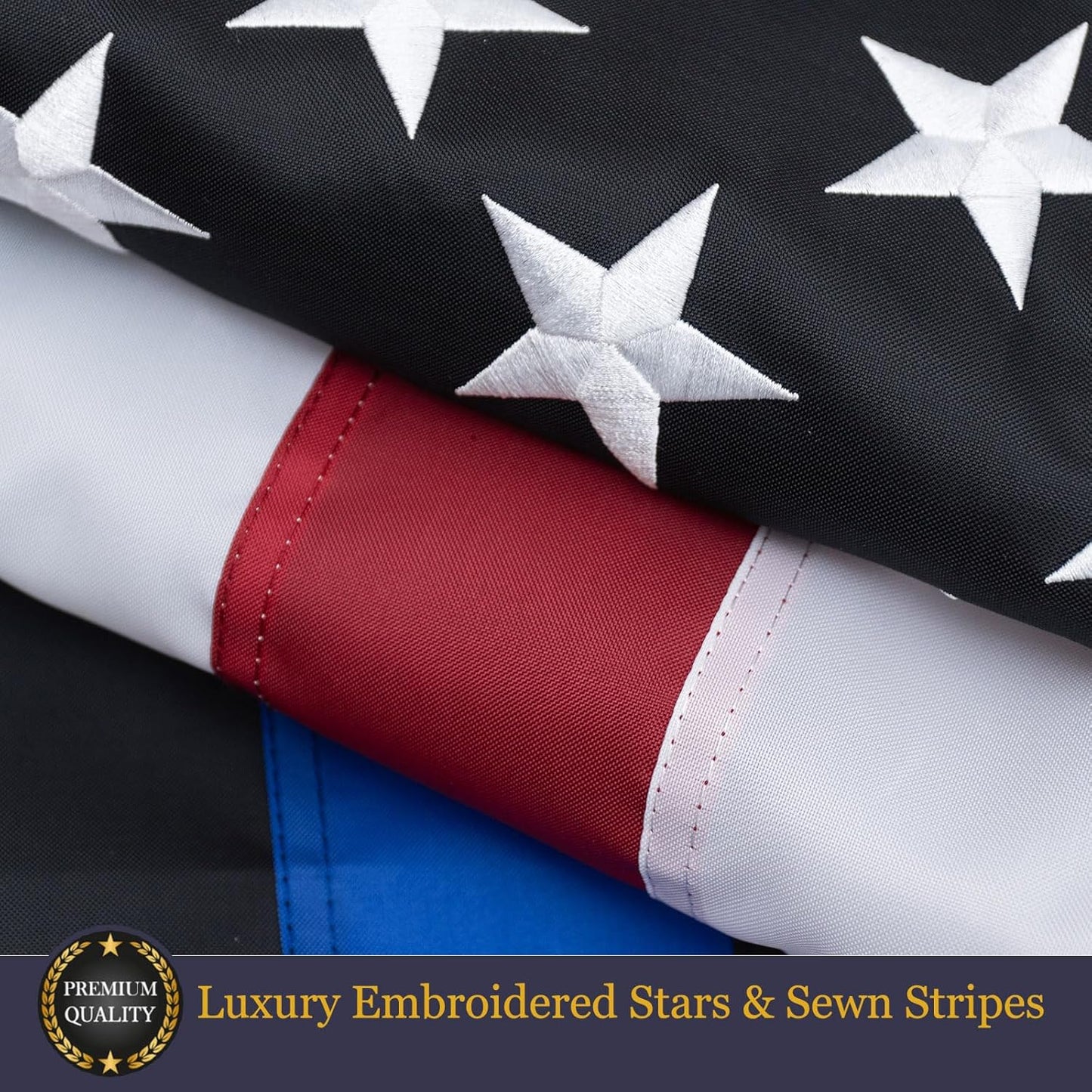 American Flag and Thin Blue Line Flags 3x5 Ft Combo Pack - Embroidered Stars US Flags or Outside Heavy Duty Outdoor