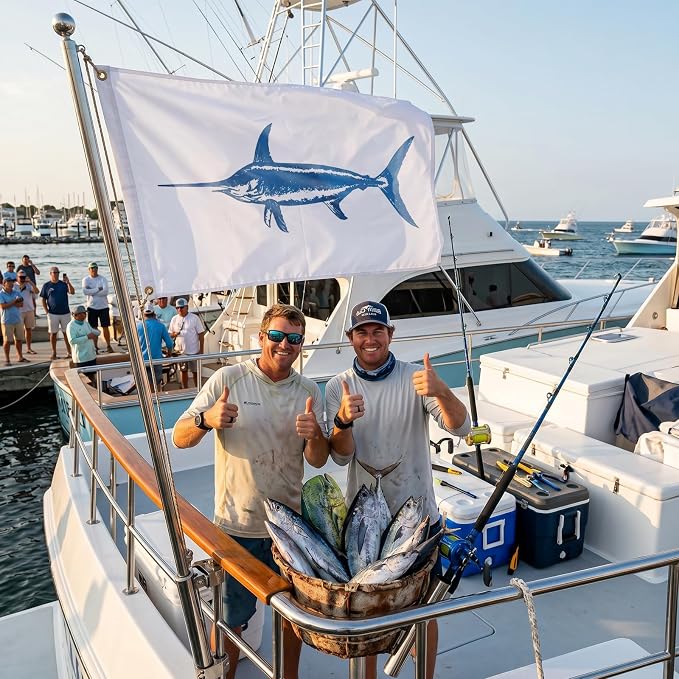 TOPFLAGS Swordfish Fishing Boat Flag 12x18 Inch Double Sided Heavy Duty Fisherman's Catch Flags for Boating | 4 Row Stitched and 2 Brass Grommets USA TOP FLAGS, INC