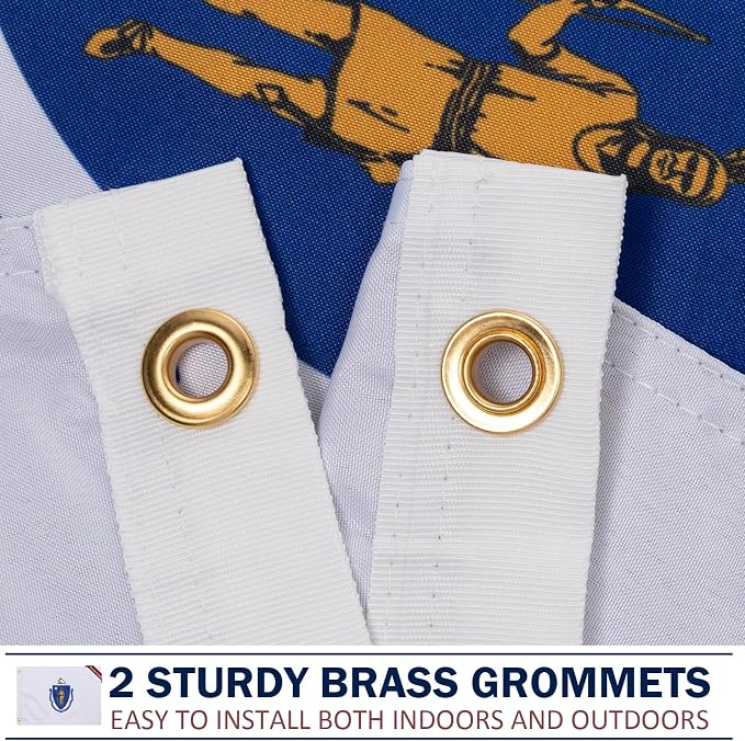 TOPFLAGS Massachusetts Flag 12x18 Inch, Double Sided 3-Ply Heavy Duty Polyester - Small Massachusetts State Boat Flag, Fade Proof Outdoor Marine Flags with 2 Brass Grommets (MA) USA TOP FLAGS, INC