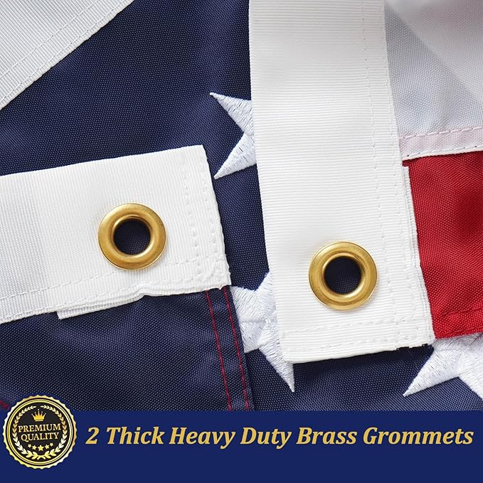 TOPFLAGS American Flag for Outside 3x5 Embroidered Stars US Flags Heavy Duty Outdoor USA Banner Sewn Stripes with Brass Grommets Vibrant Color USA TOP FLAGS, INC