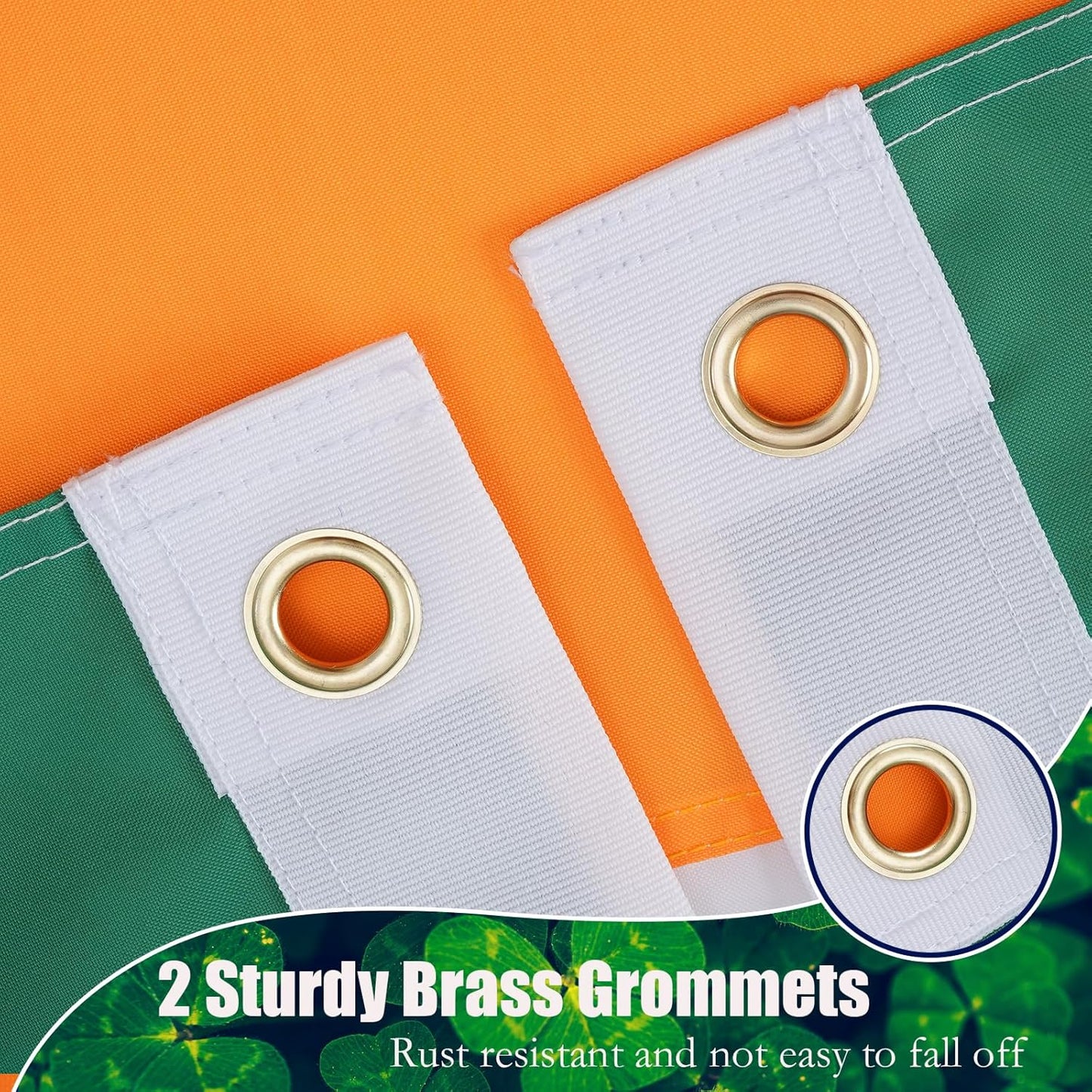 Irish Shamrock Flag 4X6 Ft Outdoor Embroidered Ireland Flag Heavy Duty Irish Clover Flags for St Patricks Day with 2 Brass Grommets Outside Decoration