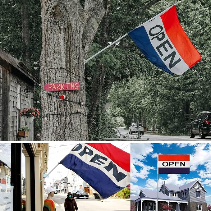 TOPFLAGS Open Flags for Businesses, Open Flag 3x5 Outdoor Double Sided, Durable Polyester and 4 Rows Stitches with 2 Brass Grommets Inside Outside Office Company Boat Banner USA TOP FLAGS, INC