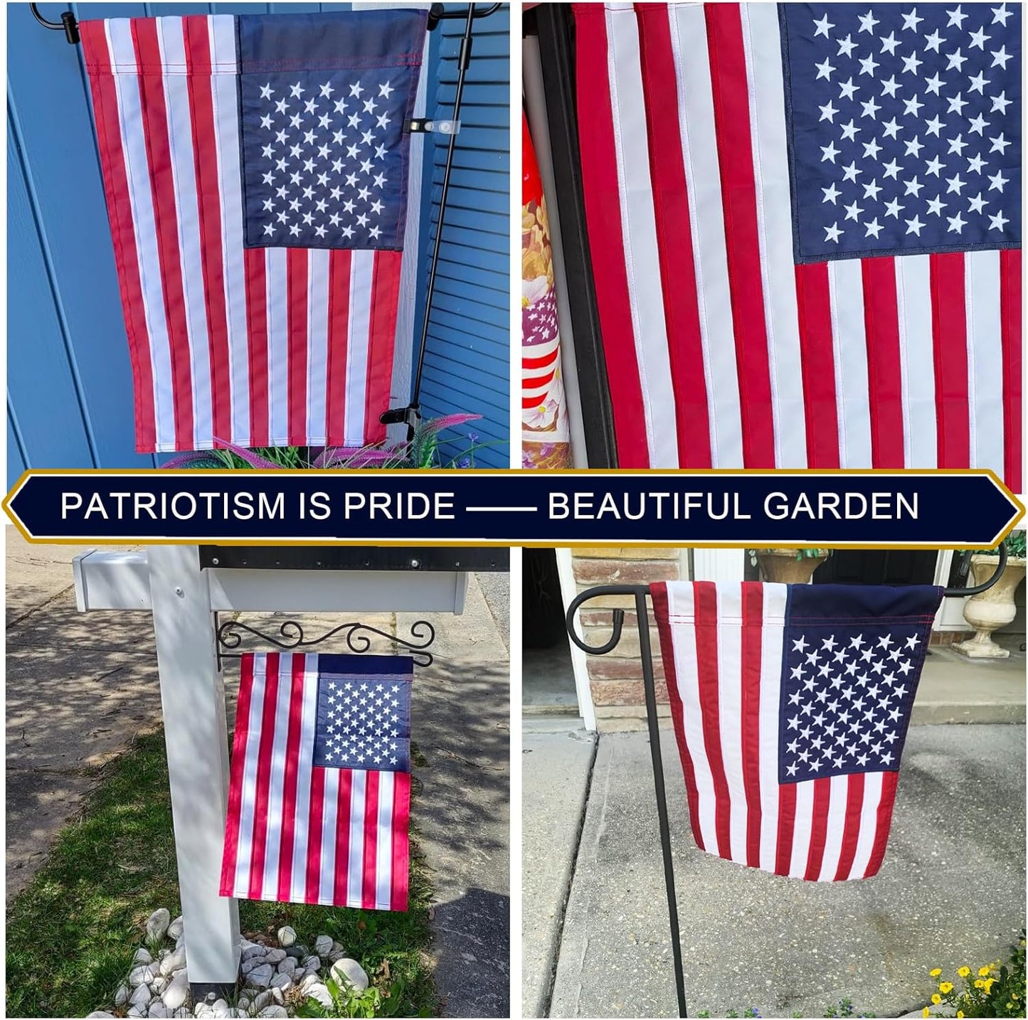 American Garden Flag 12x18 Inches Double Sided Embroidered Small USA American Flag Garden Yard Flags for Outside Patriotic Banner
