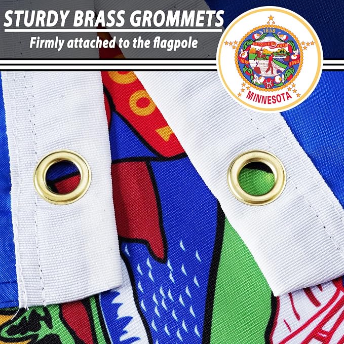 TOPFLAGS Minnesota Flag 3x5 FT - 3 Ply Double Sided Polyester Flags with Brass Grommets - Vivid Color and Fade Proof State of Minnesota Flag 3x5 Outdoor USA TOP FLAGS, INC