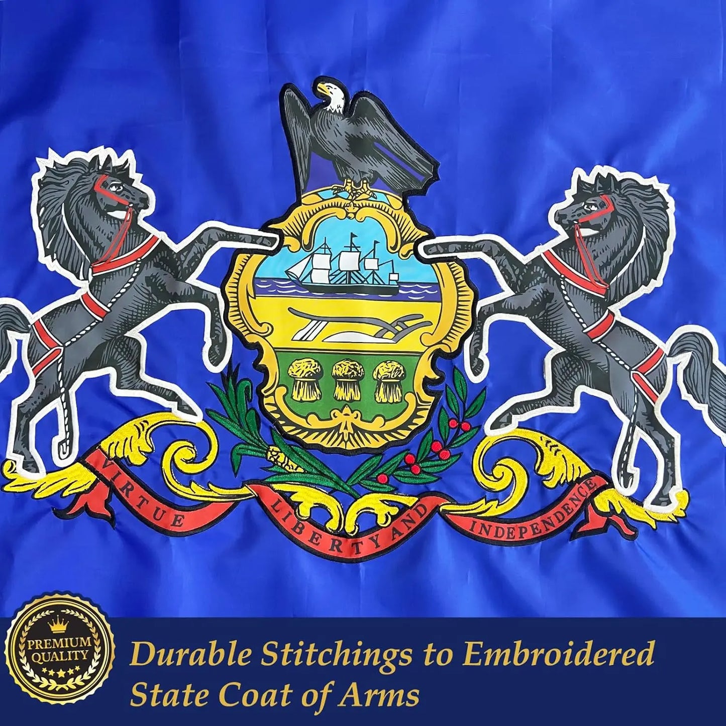 Pennsylvania Flag 3x5 Outdoor PA State Flags Embroidered Flag Heavy Duty Double Side Sewn Stripes with 2 Brass Grommets USA TOP FLAGS, INC