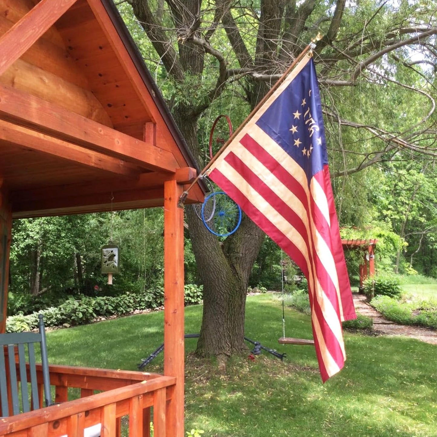 Topflags 1776 Betsy Ross Flag 3x5 Feet Tea-Stained Vintage American Flags Heavy Duty Outdoor Embroidered 13 Star Colonies 1776 Banner for Outside