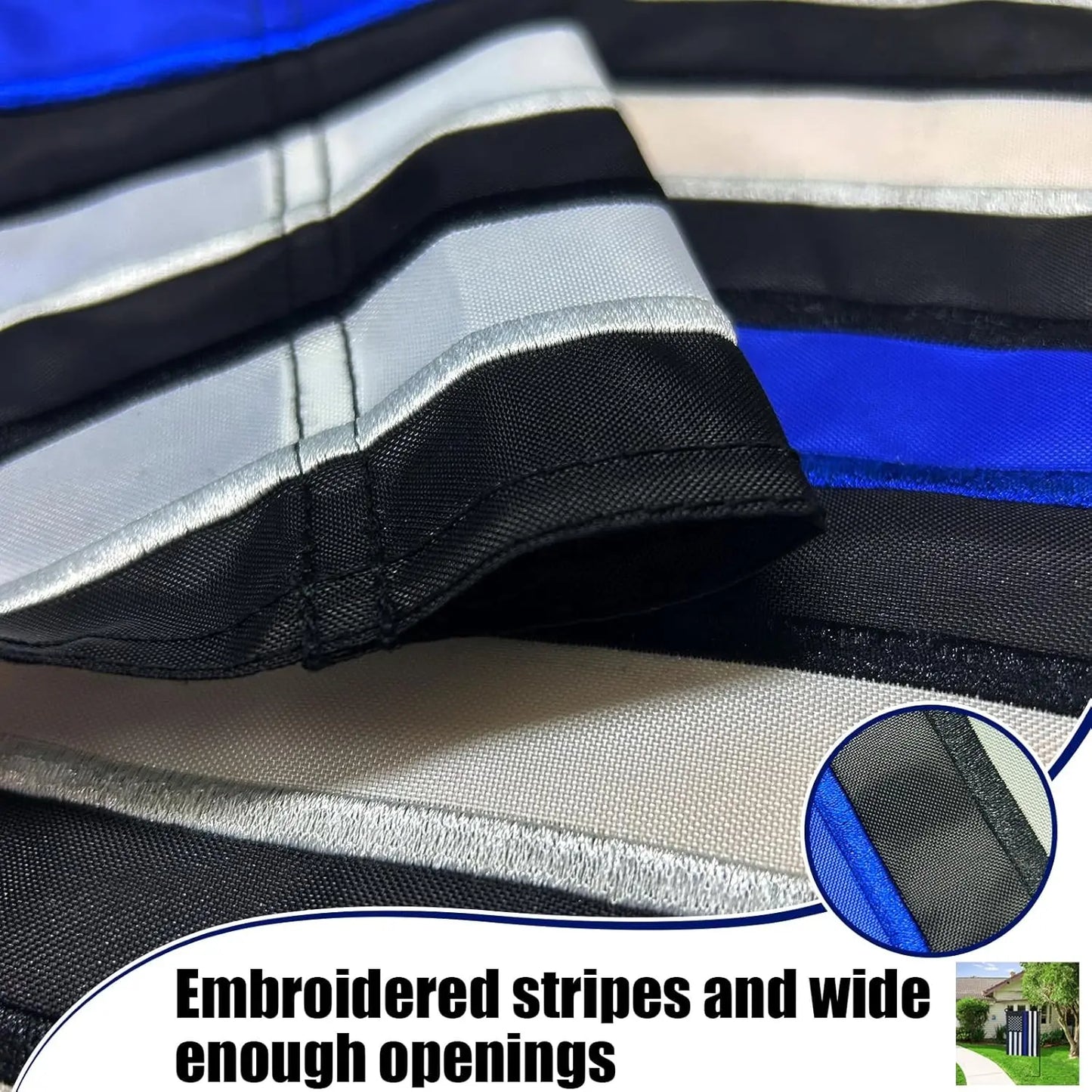 Thin Blue Line Garden Flag 12.5 x 18 Inch Double Sided, Embroidered American Police Flags for Outside, Back the Blue Flag for Lawn Outdoor Decoration USA TOP FLAGS,INC