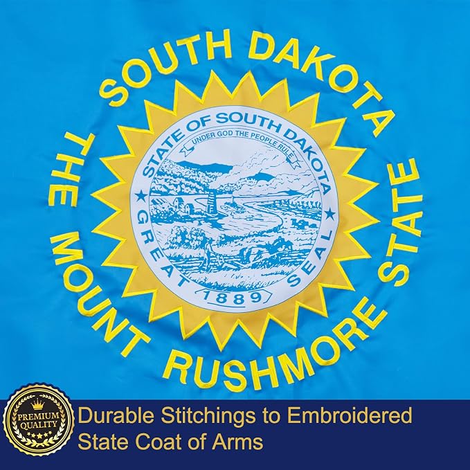 TOPFLAGS South Dakota Flag 4x6 Outdoor SD State Flags Embroidered Flag Heavy Duty Sewn Stripes with 2 Brass Grommets USA TOP FLAGS, INC
