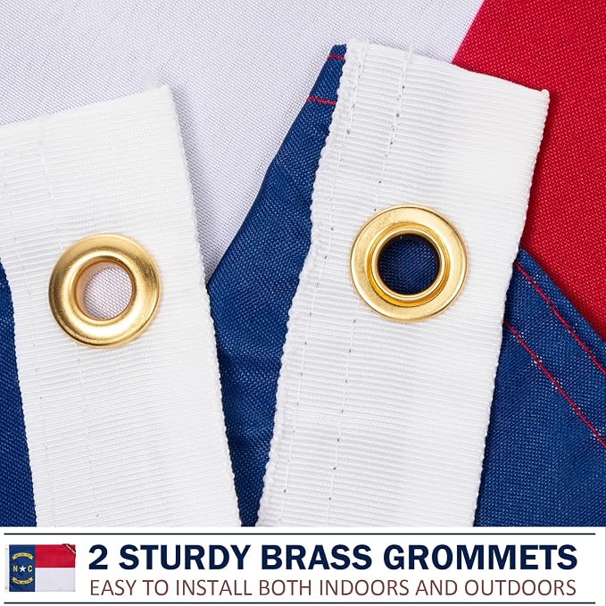 TOPFLAGS North Carolina Flag 12x18 Inch, Double Sided 3-Ply Heavy Duty Polyester - Small NC State Boat Flag, Fade Proof Outdoor Marine Flags with 2 Brass Grommets (NC) USA TOP FLAGS, INC