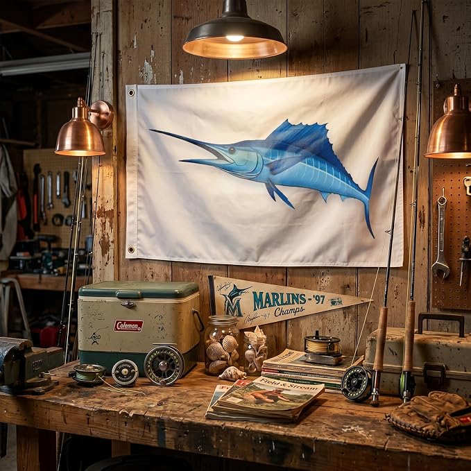 TOPFLAGS Swordfish Flag 12x18 Inch Double Sided Heavy Duty Boat Fishing Flag - Vivid Color Fisherman's Catch Flags for Boating | 4 Row Stitched and 2 Brass Grommets USA TOP FLAGS, INC