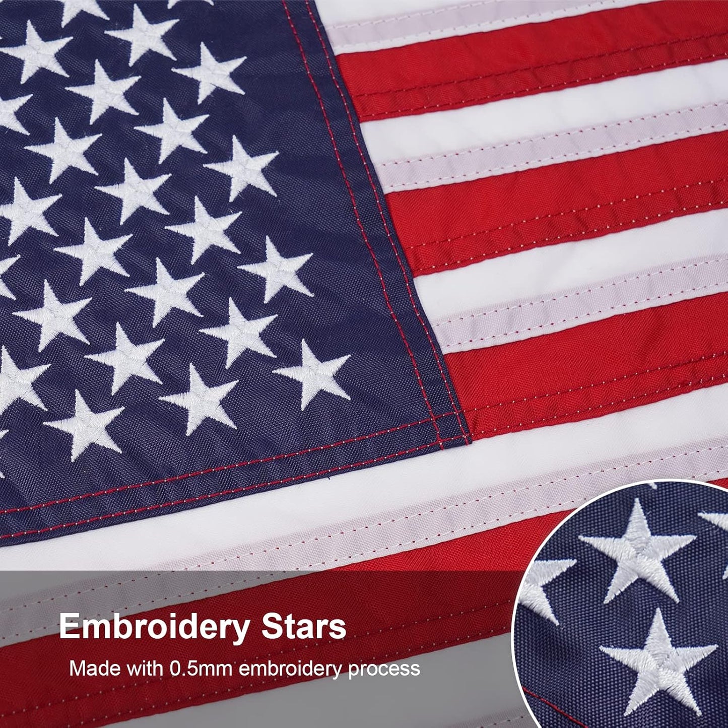 American Flag 12x18 Inches Made in USA, Embroidery 50 Stars Ensign Nautical Small US Boat Flags with 2 Brass Grommets, Heavy Duty Polyester Outdoor Banner for ATV UTV Yacht Golf Cart