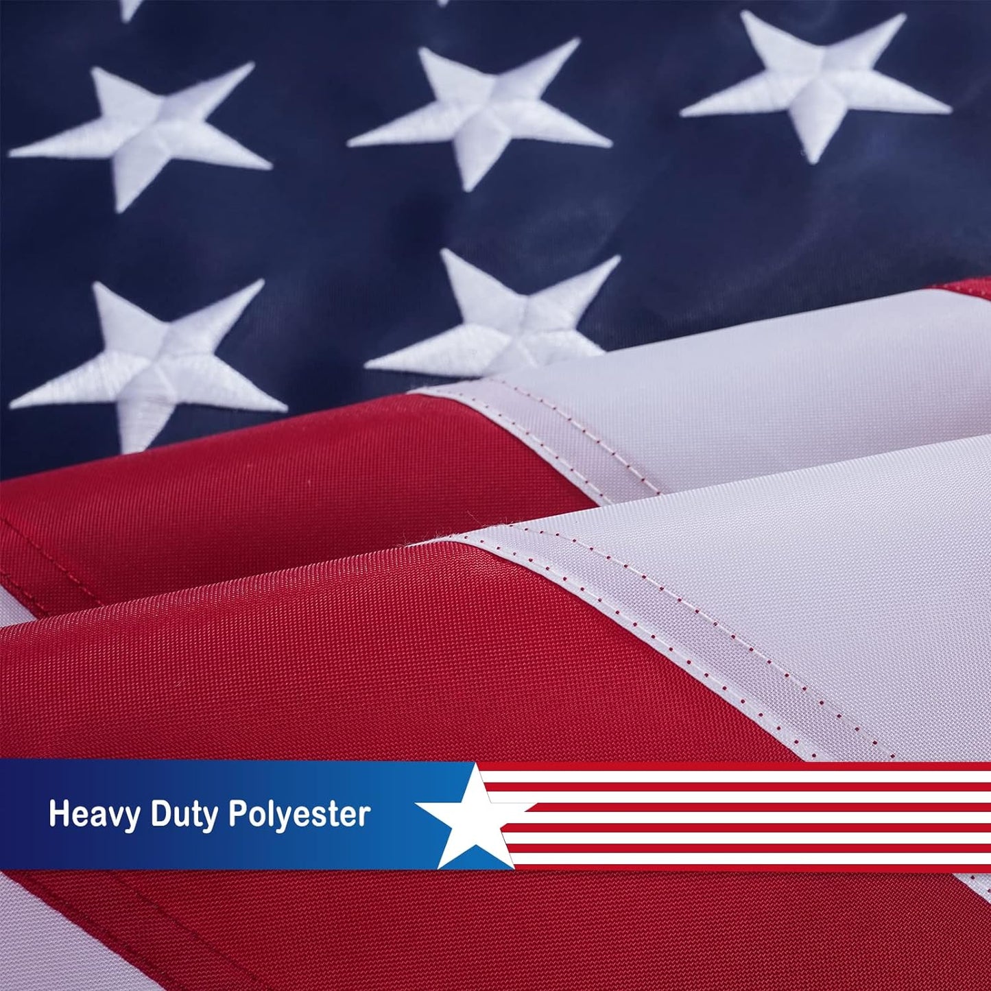 American Flag with Gold Fringed 3x5 Feet Made in USA, Luxury Embroidered Stars and Pole Sleeve Banner Style, Heavy Duty Polyester US Flags for Indoor