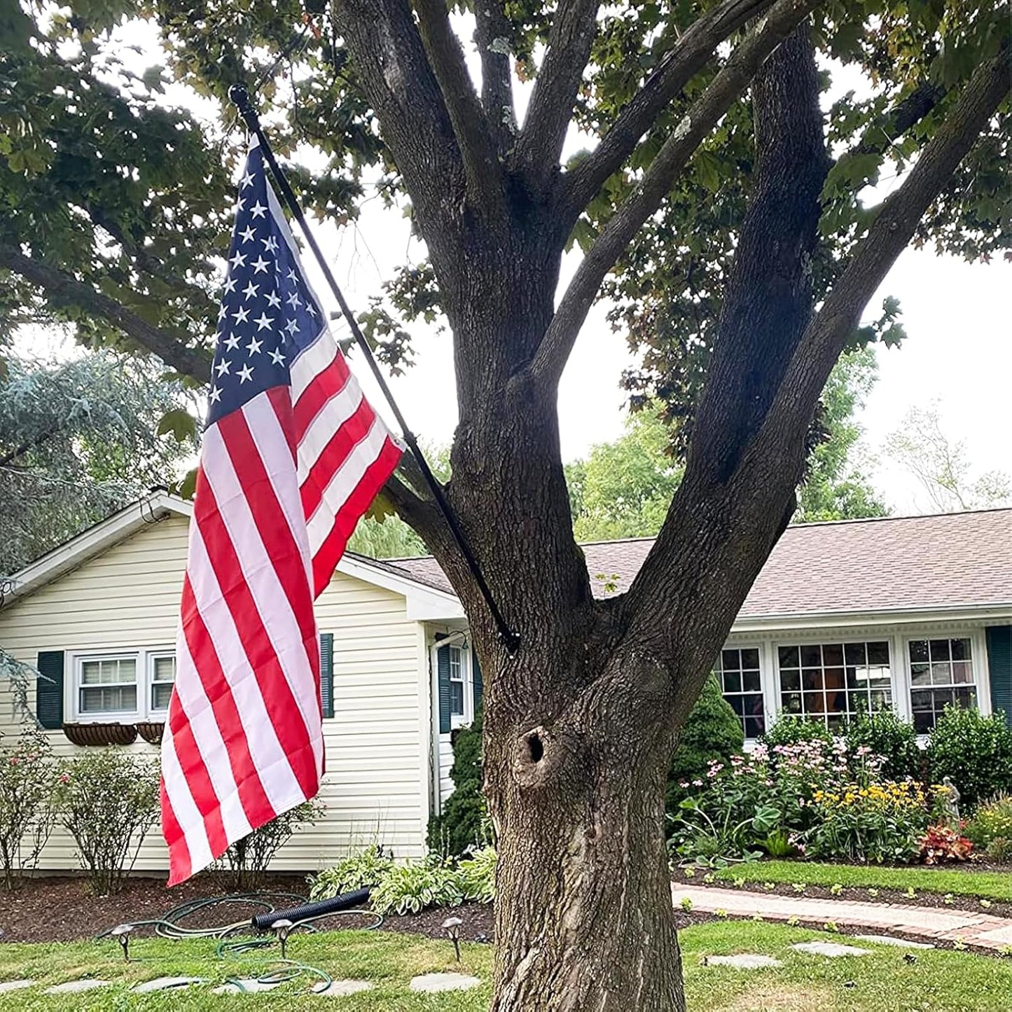 6 Ft Flag Pole Holder for Outside House with American Flag 3x5 Portable Tangle Free Flagpole Kit for Porch Outdoor