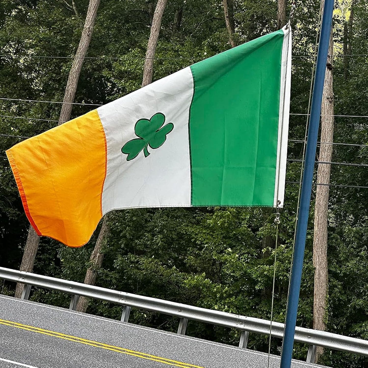 Irish Shamrock Flag 4X6 Ft Outdoor Embroidered Ireland Flag Heavy Duty Irish Clover Flags for St Patricks Day with 2 Brass Grommets Outside Decoration